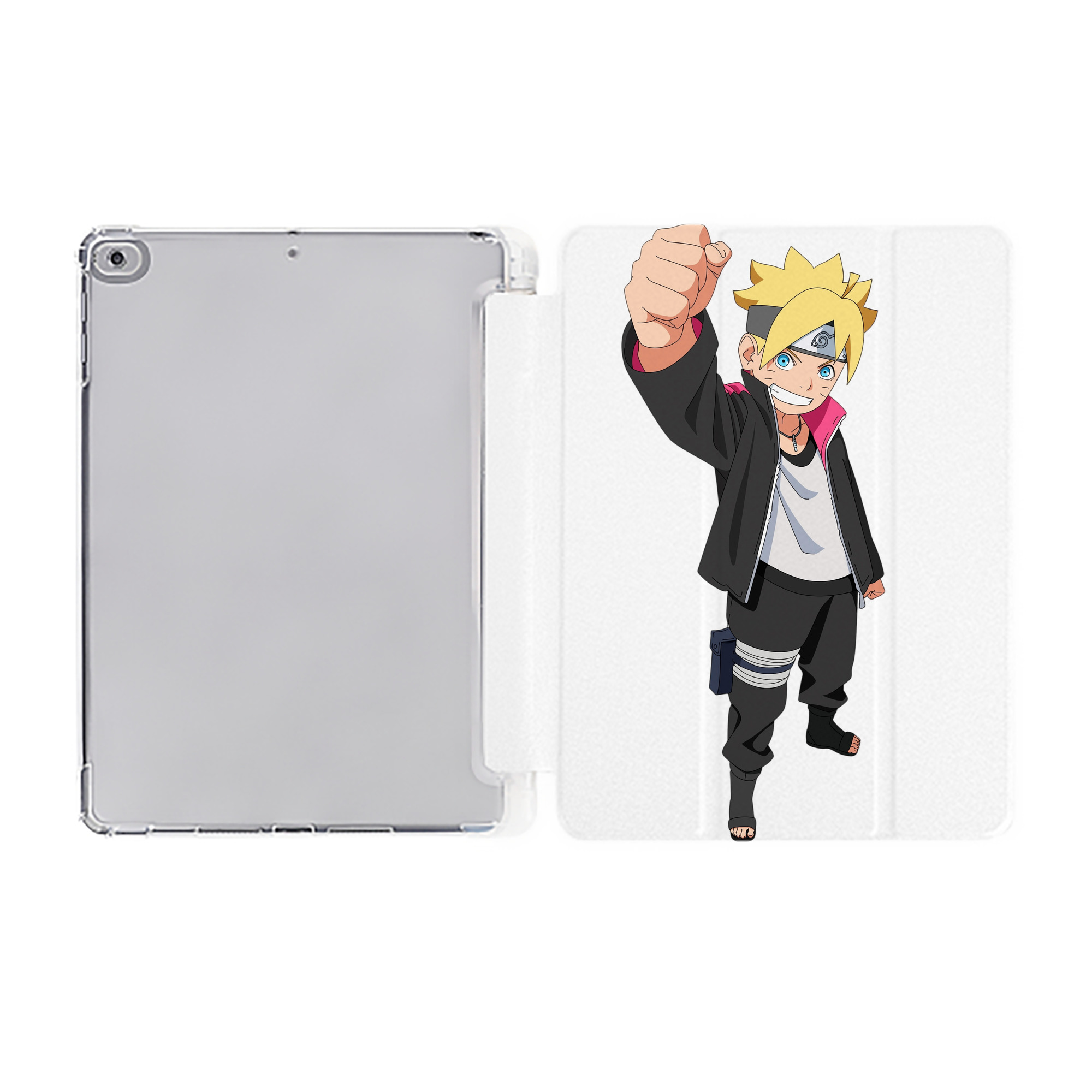 （画像用） NARUTO -ナルト- うずまき ボルト Uzumaki Boruto IPad ケース ペン収納付き 三つ折りスタンド PUレザー×シリコン 対応機種9.5/10.5/10.9インチ